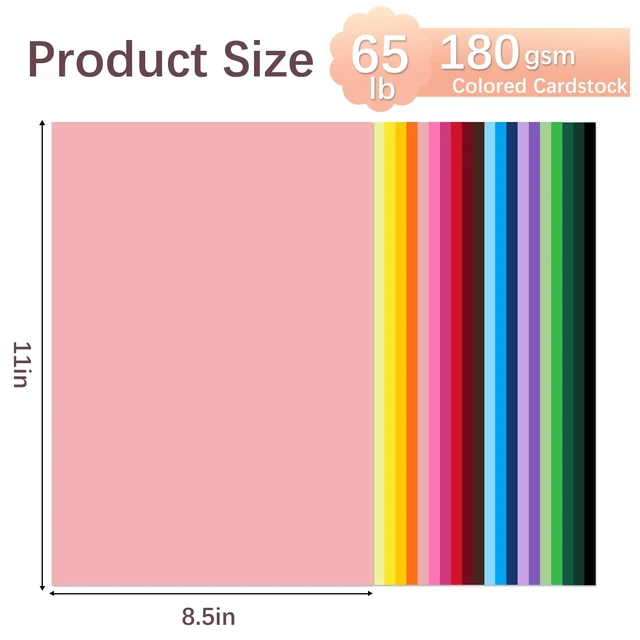 Alt view image 4 of 7 - 40 Sheets Colored Cardstock, 20 Assorted Colors, 180gsm/65lb, 8.5 x 11 Inches, for Crafting, Christmas DIY Card Making, Scrapbooking