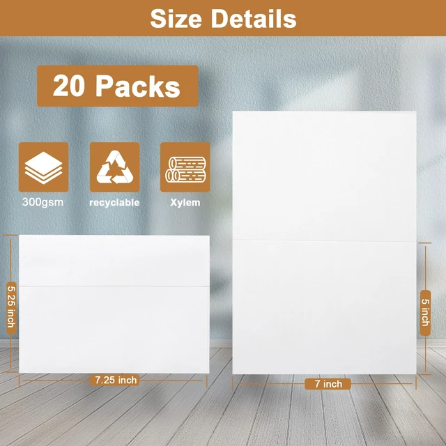 Alt view image 2 of 7 - Silunkia 20 Pack White Blank Greeting Cards with Envelopes 5x7