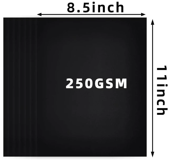 Alt view image 5 of 7 - Black Cardstock Paper 30 Sheets 8.5 x 11 92lb/250gsm