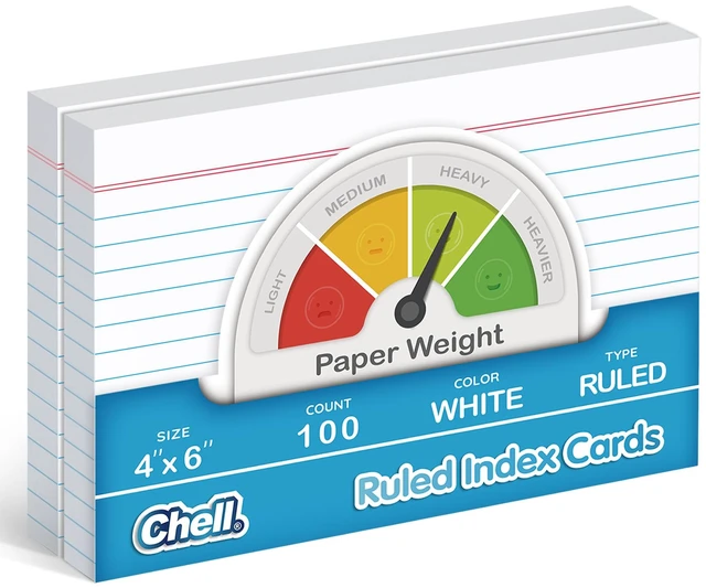 Main image of Chell Heavyweight Index Cards 4x6, 100 Count, White, Ruled