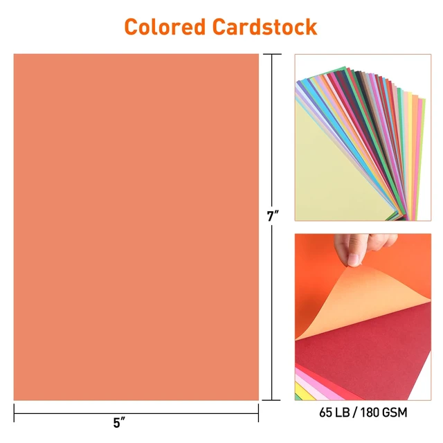 Alt view image 5 of 5 - MAXECHO 5"x7" Colored Cardstock, 50 Sheets, 50 Colors, 180 GSM (65 lb), Printer Friendly for DIY Crafts, Cricut, School Supplies