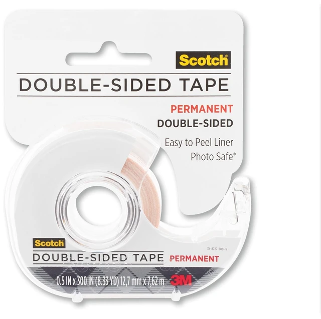 Main image of Scotch Double Sided Permanent Tape, Transparent, 1/2in x 300in, 1 Dispenser