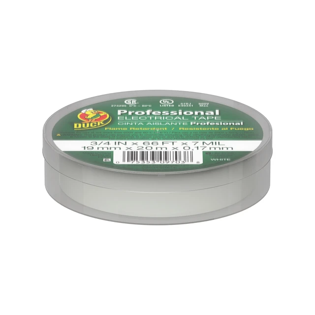 Alt view image 5 of 6 - Duck Brand Professional Electrical Tape Canister Pack 0.75in x 66ft x 7mil White