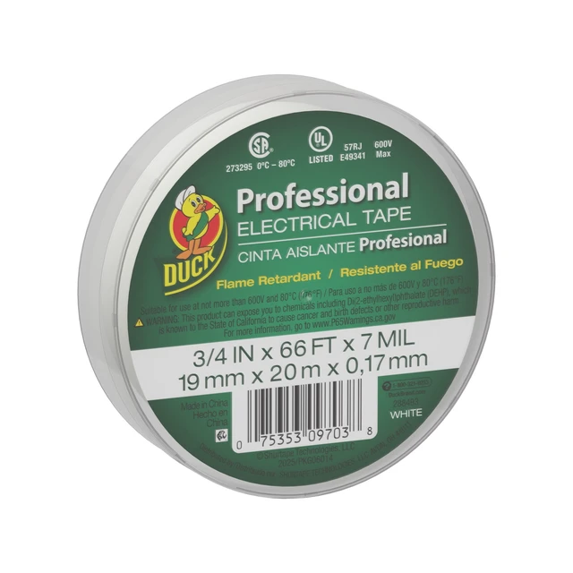 Alt view image 3 of 6 - Duck Brand Professional Electrical Tape Canister Pack 0.75in x 66ft x 7mil White
