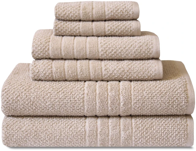 Main image of Mainstays Basics 6-Piece Tan Bath, Hand and Washcloth Set