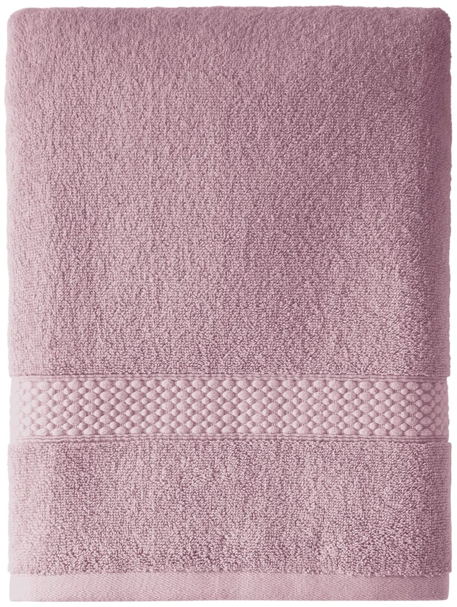 Main image of Beautiful by Drew Barrymore Dobby Bath Towel, Rose Pink, 100% Cotton