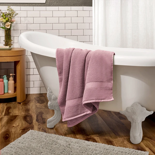 Alt view image 2 of 7 - Beautiful by Drew Barrymore Dobby Bath Towel, Rose Pink, 100% Cotton