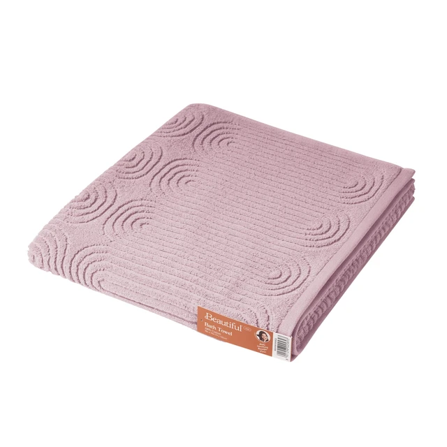 Alt view image 2 of 7 - Beautiful by Drew Barrymore Textured Bath Towel 100% Cotton Rose Pink