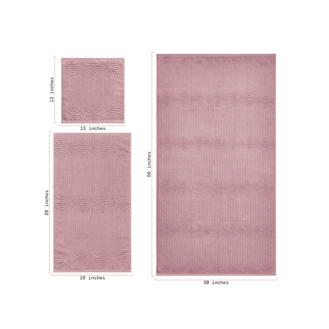 Alt view image 3 of 7 - Beautiful by Drew Barrymore Textured Bath Towel 100% Cotton Rose Pink