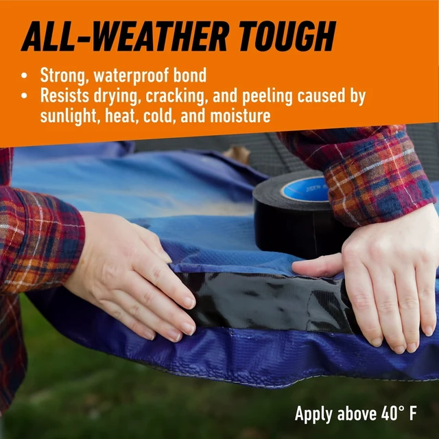 Alt view image 3 of 5 - Gorilla All Weather Duct Tape, Black, 1.88in x 25yd, UV Resistant, Temperature Resistant, Waterproof for Outdoor Repairs