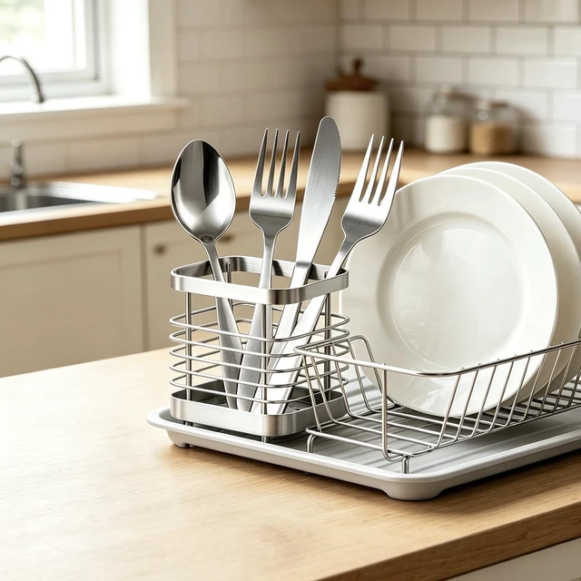 Alt view image 5 of 6 - Stainless Steel Utensil Drying Rack and Holder for Kitchen Counter