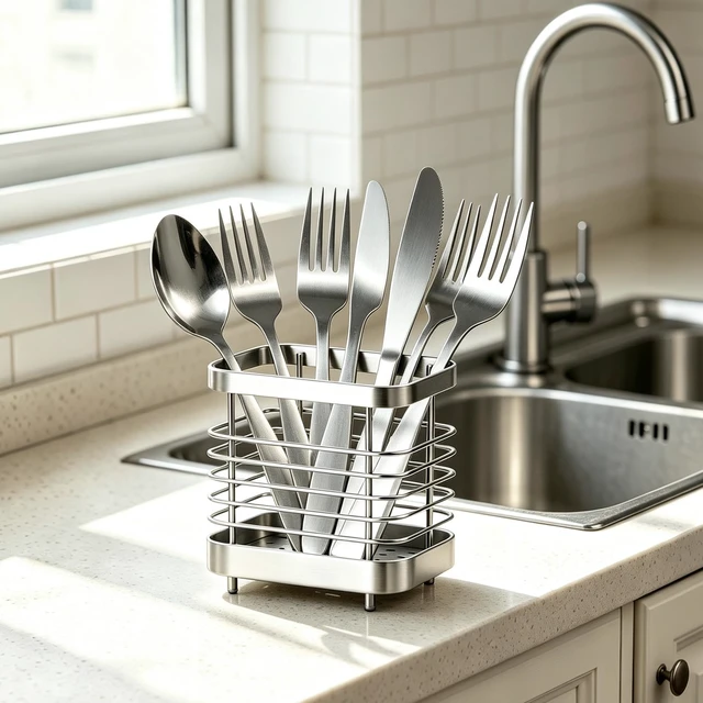 Alt view image 2 of 6 - Stainless Steel Utensil Drying Rack and Holder for Kitchen Counter