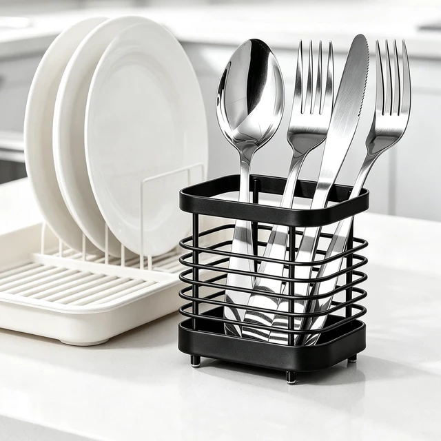 Alt view image 2 of 6 - Stainless Steel Utensil Holder and Drying Rack for Kitchen Counter