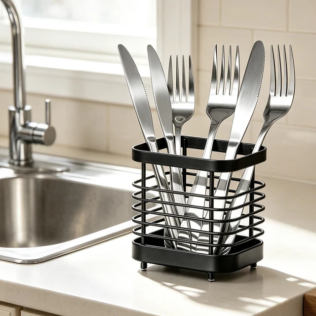 Alt view image 4 of 6 - Stainless Steel Utensil Holder and Drying Rack for Kitchen Counter