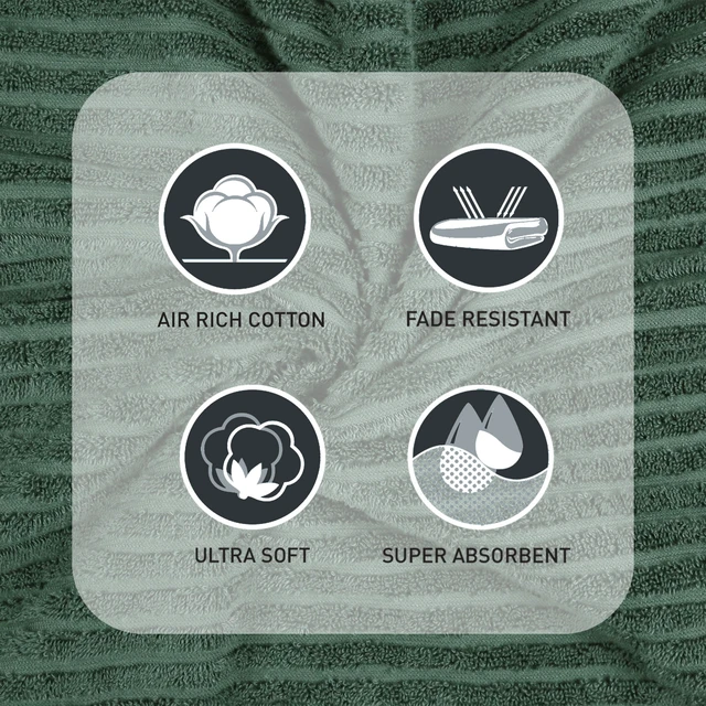 Alt view image 3 of 6 - Better Homes & Gardens PowerLoft AIRRICH 6-Piece Bath Towel Set, Green Ash Textured Stripe