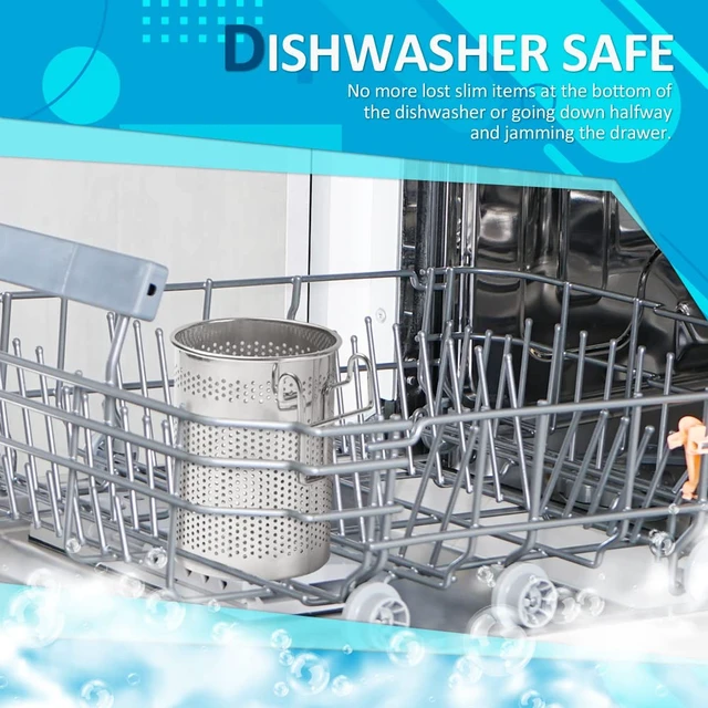 Alt view image 2 of 7 - HOME&I Silverware Drying Basket for Dish Rack, Compact SUS304 Stainless Steel Hanging Utensil Holder, Round Cutlery Caddy for Kitchen Sink and Countertop