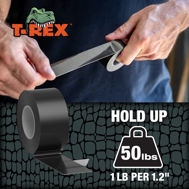 Alt view image 4 of 5 - T-Rex 1 in. x 60 in. Black Extreme Hold Mounting Tape