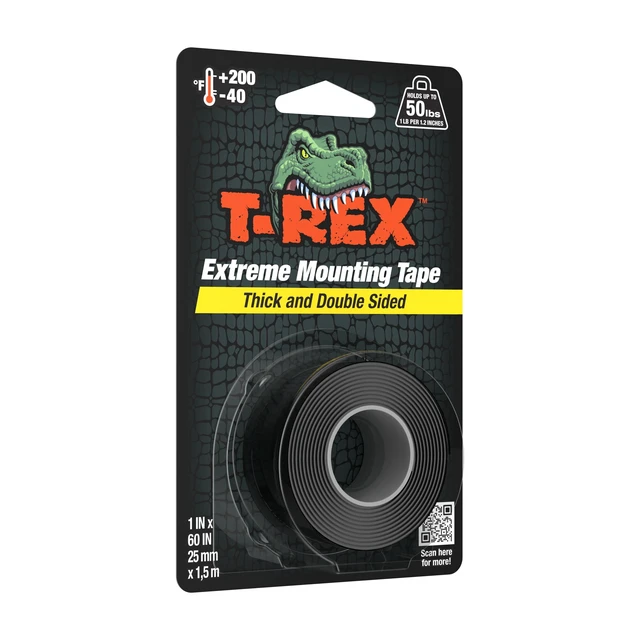 Alt view image 2 of 5 - T-Rex 1 in. x 60 in. Black Extreme Hold Mounting Tape