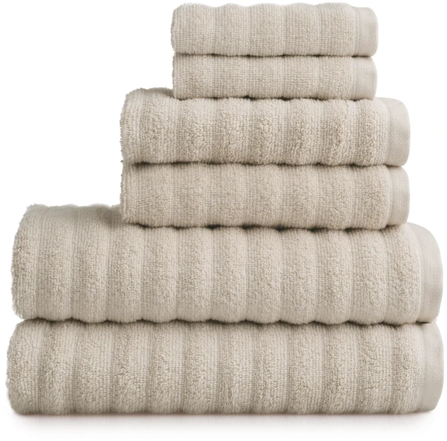 Main image of Mainstays Performance Cotton 6-Piece Bath Towel Set, Textured Beige