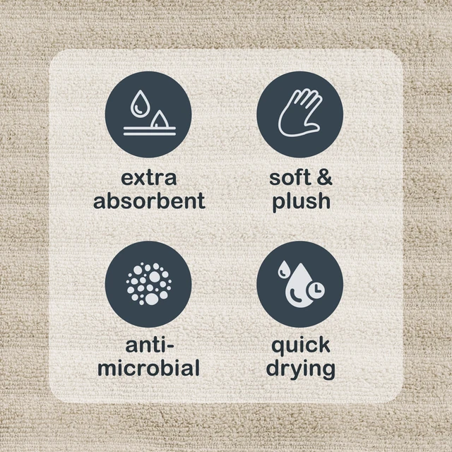 Alt view image 3 of 6 - Mainstays Performance Cotton 6-Piece Bath Towel Set, Textured Beige