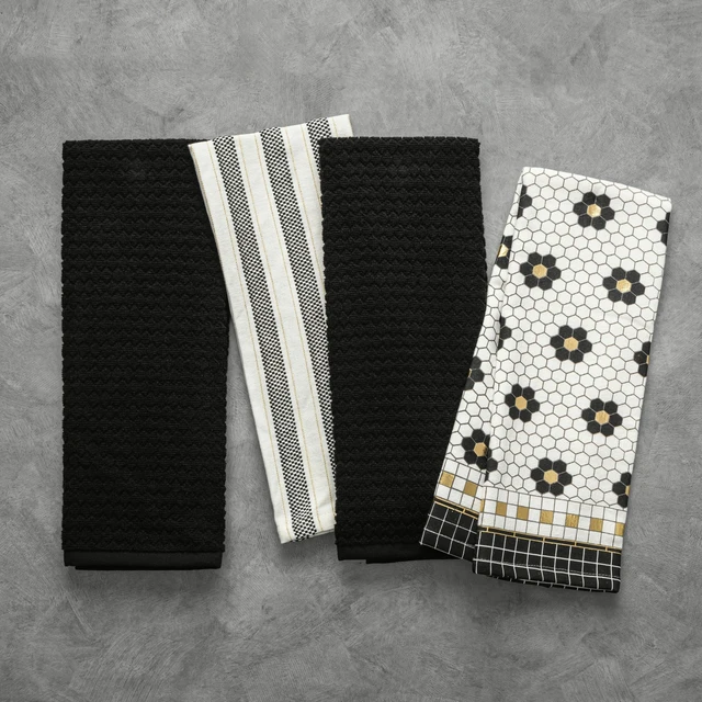 Alt view image 2 of 4 - Thyme & Table Penny Tile 4-Pack Kitchen Towel Set