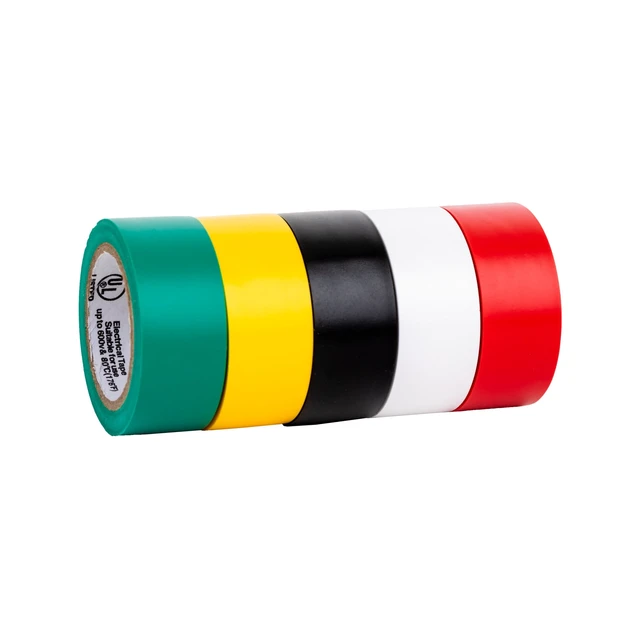 Alt view image 3 of 5 - Duck Color Coding Electrical Tape, .75 In x 12 Ft x 7 Mil, Multi-Color, 5 Pack