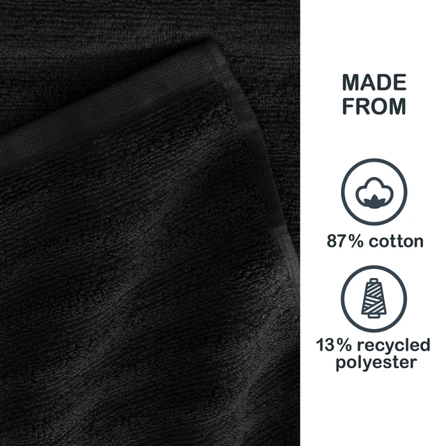 Alt view image 6 of 6 - Mainstays Performance Cotton-Rich Quick-Dry Bath Sheet, 62in x 30in, Black