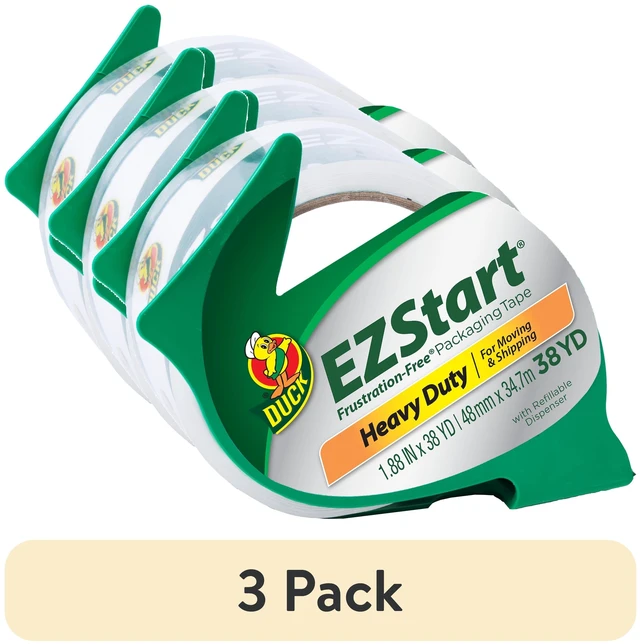 Main image of Duck EZ Start 1.88" x 38.2 yd Clear Acrylic Packing Tape & Dispenser (3 Pack)