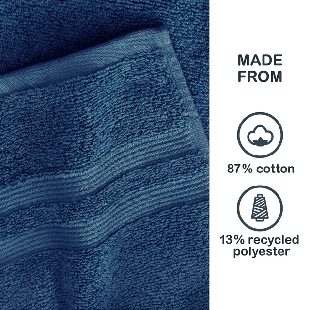 Alt view image 3 of 6 - Mainstays Performance 6-Piece Bath Towel Set, Quick Dry, Fade Resistant, Indigo