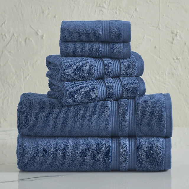 Alt view image 2 of 6 - Mainstays Performance 6-Piece Bath Towel Set, Quick Dry, Fade Resistant, Indigo