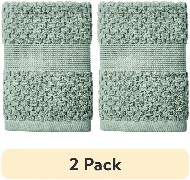 Main image of 2-Pack Better Homes & Gardens Signature Soft Popcorn Texture Washcloth, Green River