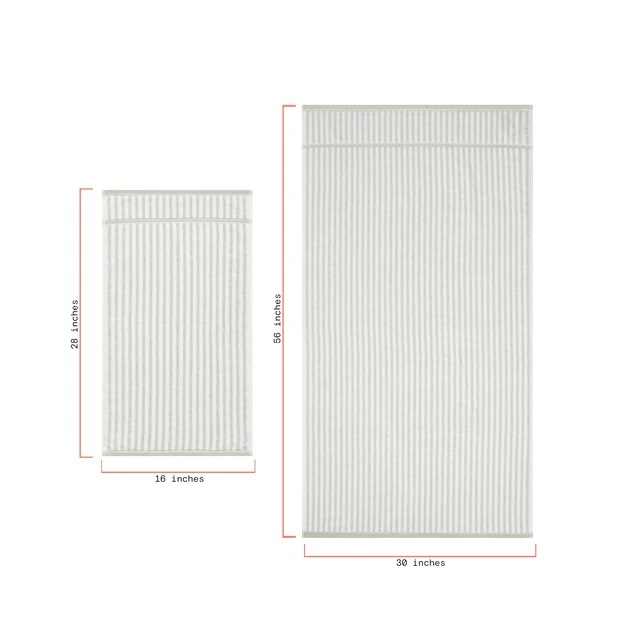Alt view image 4 of 5 - Beautiful by Drew Barrymore Stripe Hand Towel, 100% Cotton, Sage Green