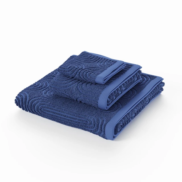 Alt view image 4 of 5 - 6-Piece Textured Bath Set by Beautiful by Drew Barrymore, 100% Cotton, Smokey Blue