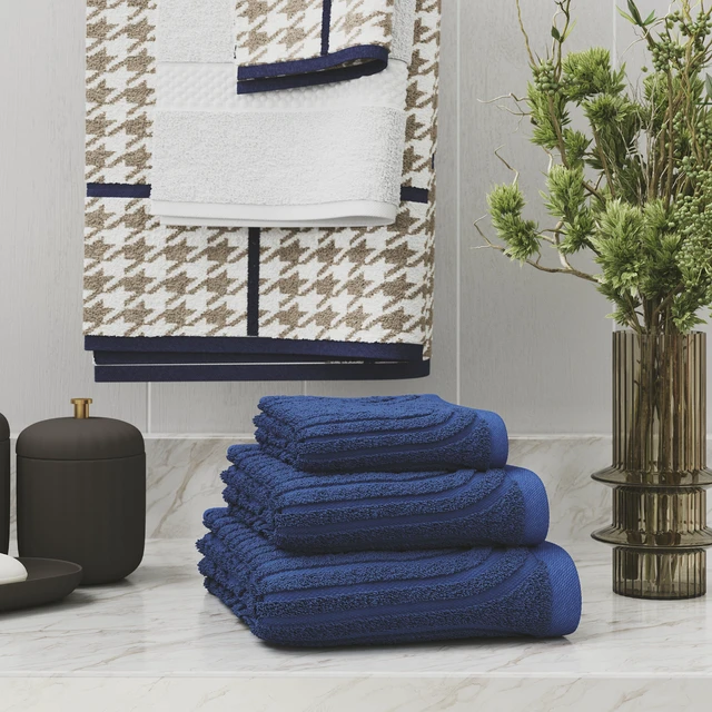 Alt view image 3 of 5 - 6-Piece Textured Bath Set by Beautiful by Drew Barrymore, 100% Cotton, Smokey Blue