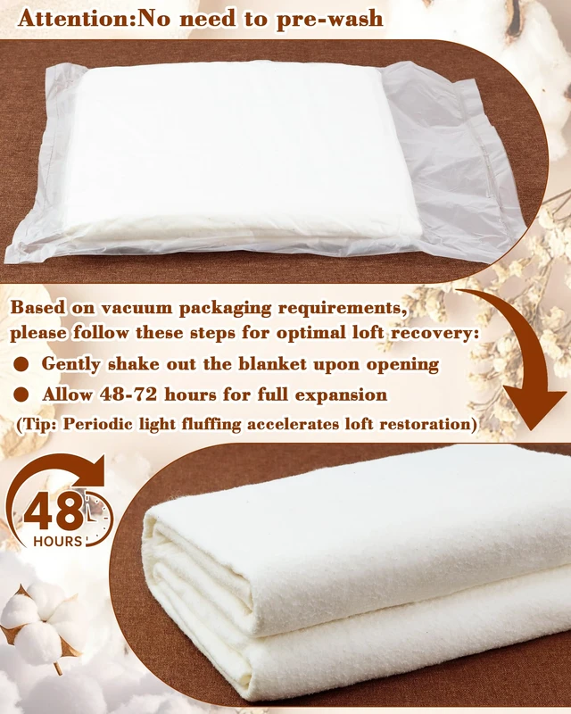 Alt view image 4 of 6 - FIVEIZERO 100% Cotton Quilt Batting 34"x45"