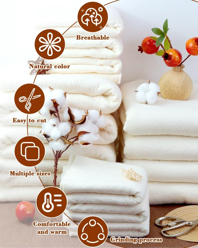 Alt view image 2 of 6 - FIVEIZERO 100% Cotton Quilt Batting 34"x45"