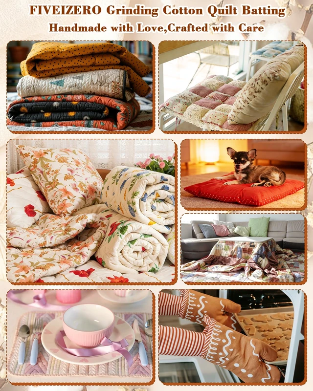 Alt view image 6 of 6 - FIVEIZERO 100% Cotton Quilt Batting 34"x45"
