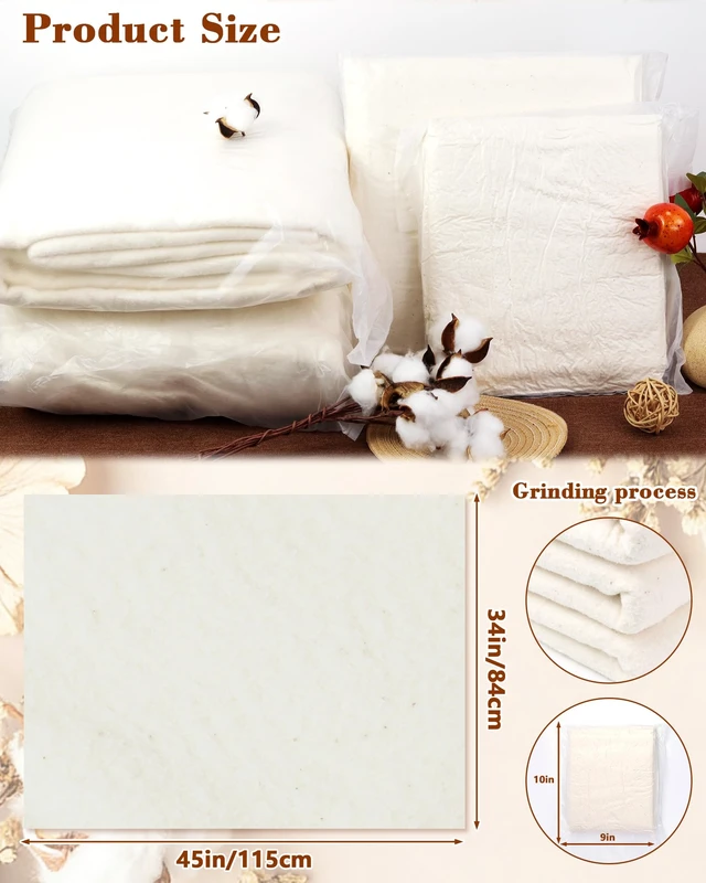Alt view image 3 of 6 - FIVEIZERO 100% Cotton Quilt Batting 34"x45"