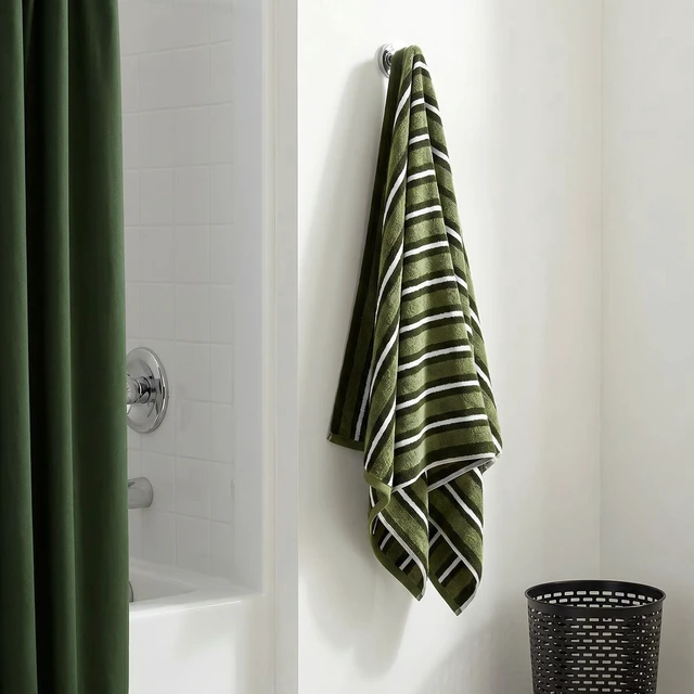 Alt view image 4 of 6 - Mainstays 6-Piece Cotton Striped Towel Set, Green