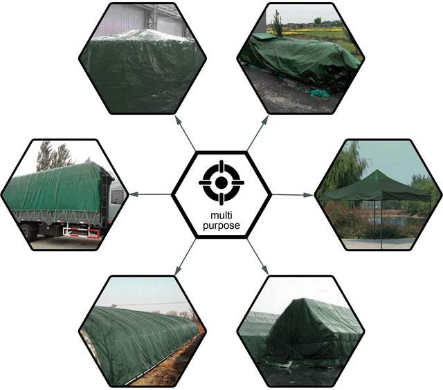 Alt view image 2 of 6 - CARTMAN 6x8ft Waterproof Poly Tarp Cover, 8 Mil, Green