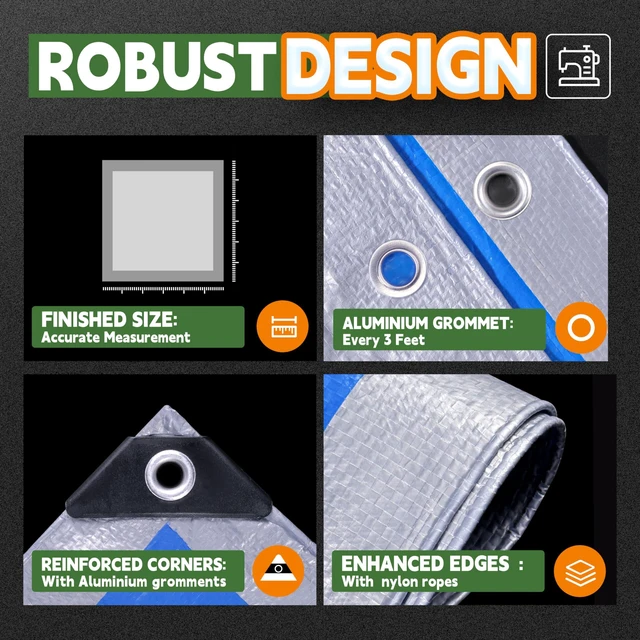 Alt view image 5 of 6 - RAINDEWAY 6x8Ft 5.5 Mil Waterproof Multipurpose Poly Tarp Cover