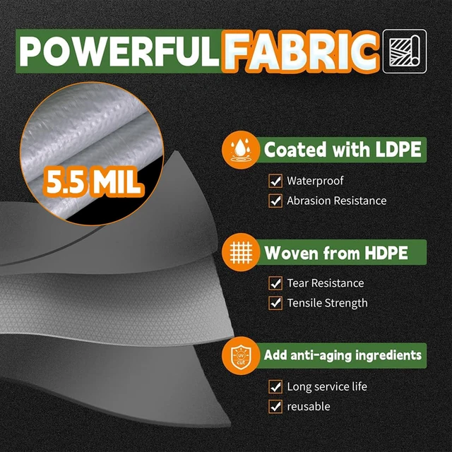 Alt view image 3 of 6 - RAINDEWAY 6x8Ft 5.5 Mil Waterproof Multipurpose Poly Tarp Cover