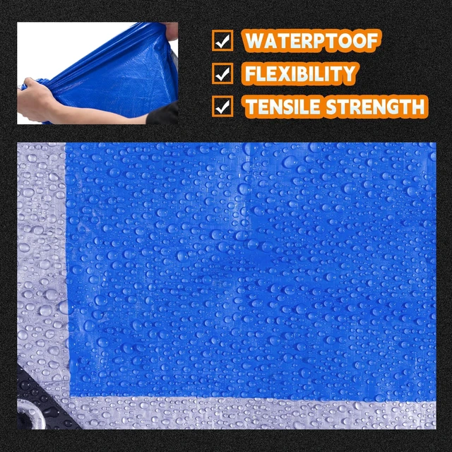 Alt view image 6 of 6 - RAINDEWAY 6x8Ft 5.5 Mil Waterproof Multipurpose Poly Tarp Cover