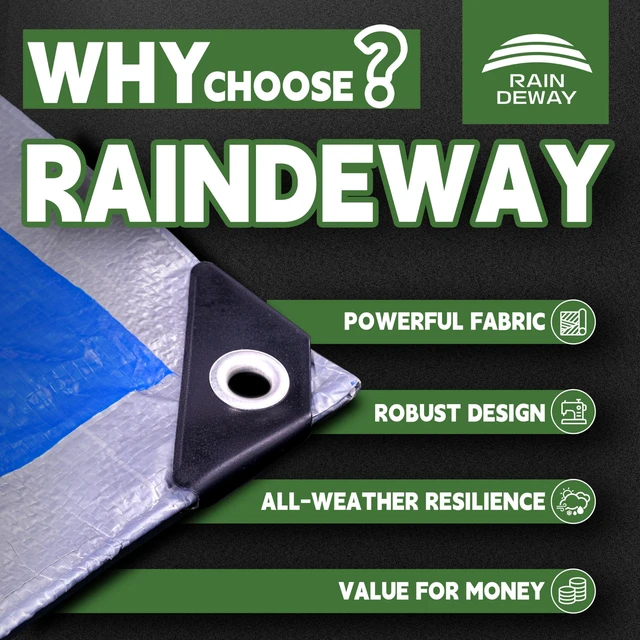 Alt view image 2 of 6 - RAINDEWAY 6x8Ft 5.5 Mil Waterproof Multipurpose Poly Tarp Cover