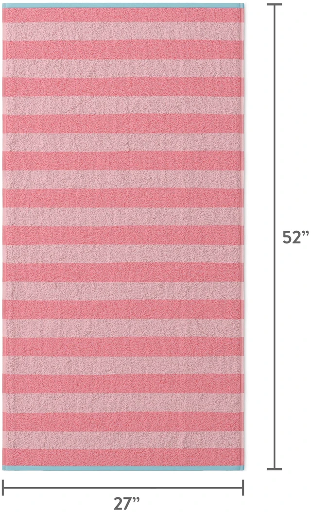 Alt view image 2 of 6 - Mainstays Kids Cotton Jacquard Bath Towel, 27" x 52", Pink Stripe