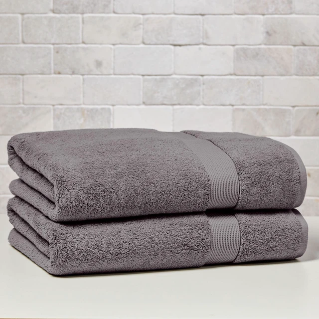 Main image of Better Homes & Gardens Signature Soft Solid Cotton 2-Piece Bath Sheet Set, Grey Flannel