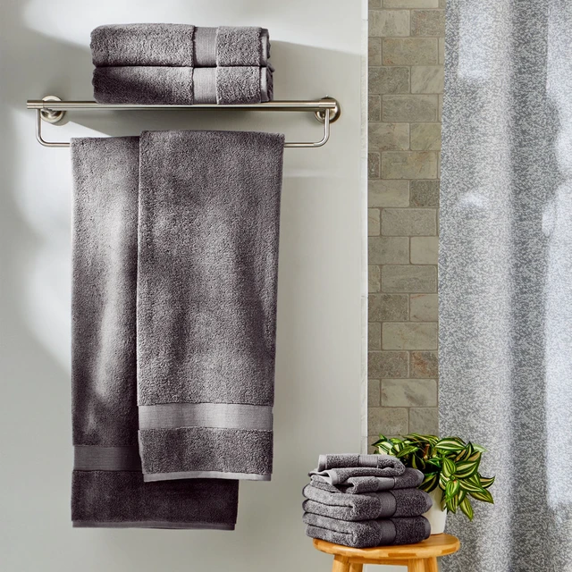 Alt view image 4 of 5 - Better Homes & Gardens Signature Soft Solid Cotton 2-Piece Bath Sheet Set, Grey Flannel