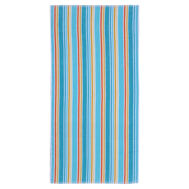 Alt view image 6 of 7 - Mainstays 2-Pack Beach Towels 58inx28in Green Flower & Stripes