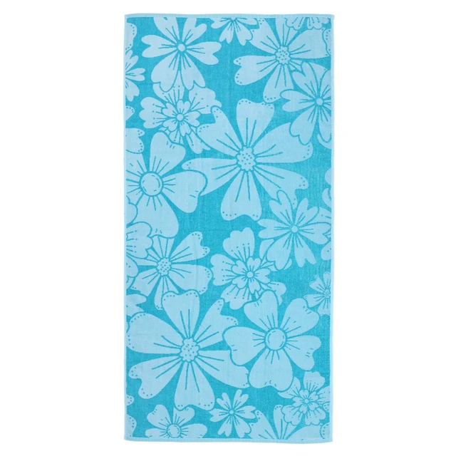 Alt view image 5 of 7 - Mainstays 2-Pack Beach Towels 58inx28in Green Flower & Stripes