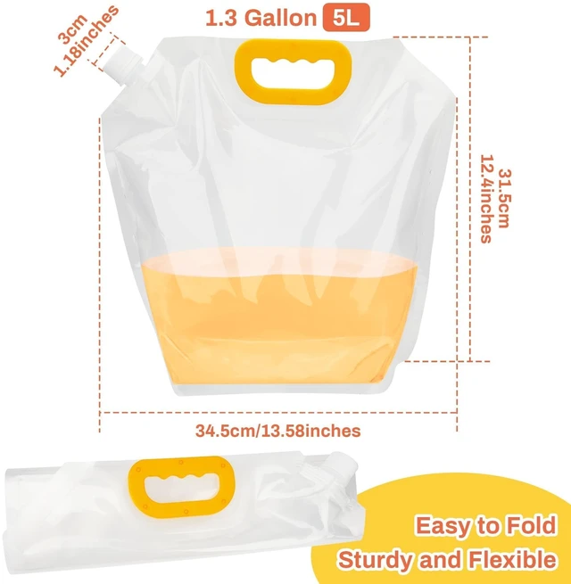 Alt view image 3 of 6 - 3Gallon/5L Collapsible Water Container 4-Pack, Portable Water Storage Bag for Camping, Hiking, RV, Emergency - BPA-Free, Leakproof, Freezable